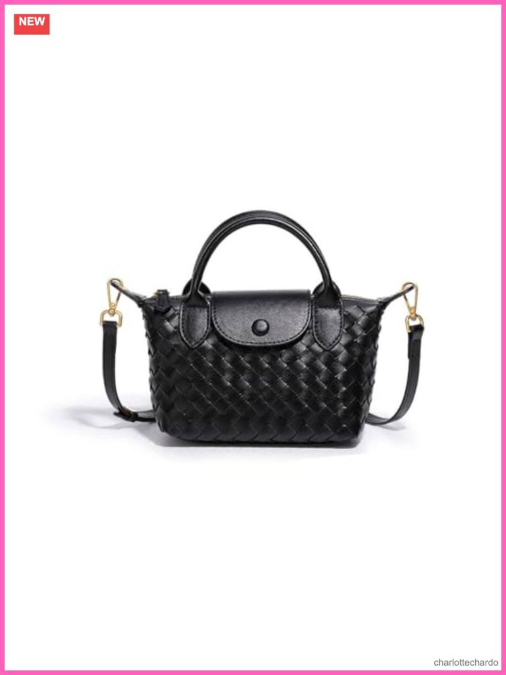 Mini Braided Faux Leather Satchel Handbag Woven Crossbody Purse